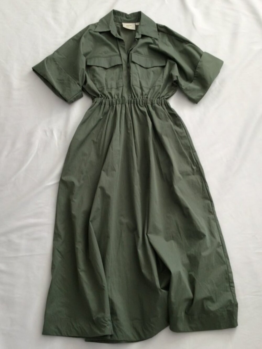 ANTHRO Gathered Waist Shirt Dress Green Sz XXS